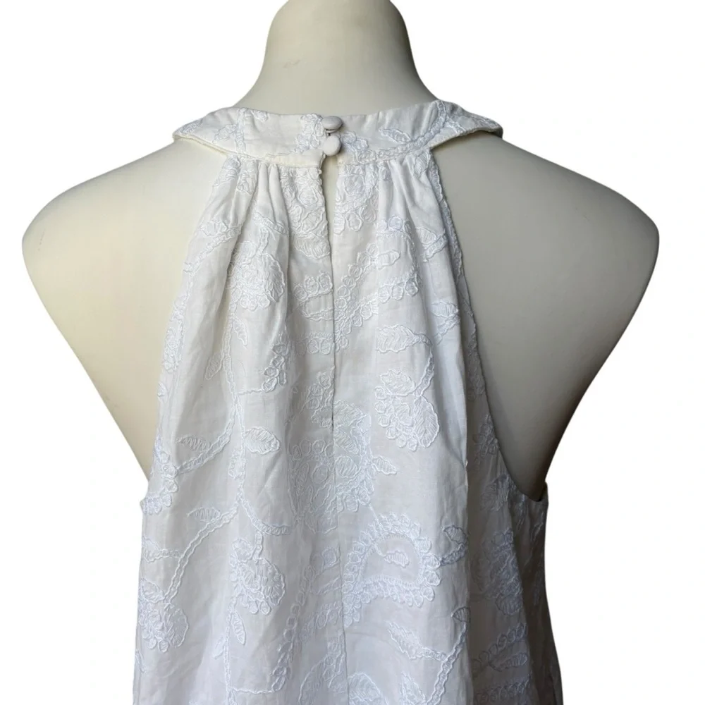 NWT, Loft White Embroidered Halter Swing Dress, Sz M - Picture 12 of 16